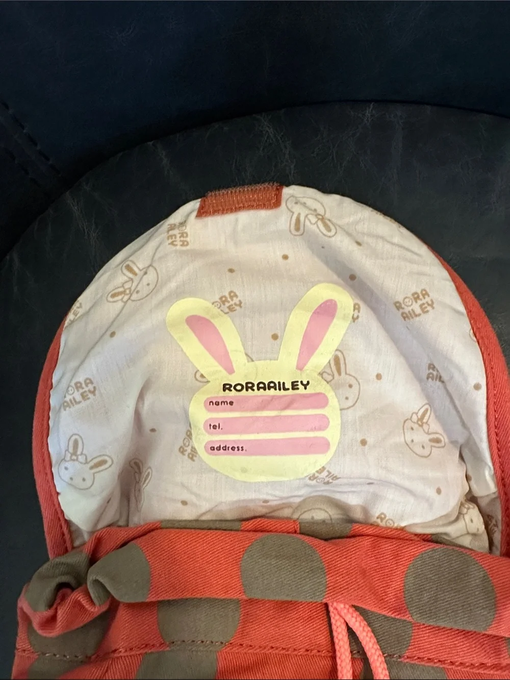 Kids Toddler Coral Polka Dot Bunny Backpack Roraailey